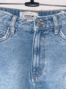 Embroidered Denim Shorts