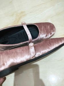 Pink Velvet Mary Jane Flats
