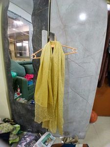 Vibrant Red Bandhani DupattaAnd Gold Stolei
