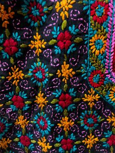 Phulkari Embroidered Black Kurta