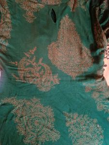 Emerald Green &amp; Gold Anarkali Dress