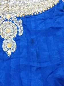 Elegant Blue Sequin Anarkali Dress with Dupatta