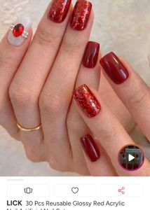 Chic Burgundy &amp; Glitter Press-On Nails