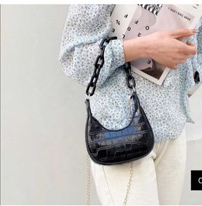 Chic Black Croc Embossed Shoulder Bag...
