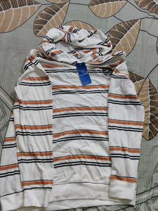 Striped Hoodie with Drawstring