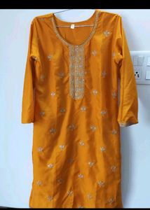 Orange Embroidered Kurta