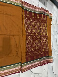 Elegant Brown Saree with Maroon Border
