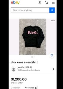 Dior x Kaws Black Logo Sweatshirt Size M