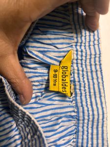 Global desi Girls' Blue &amp; White Striped Outfit