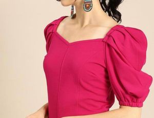 Pink puff sleeve top