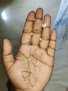 Triangle Drop Pearl Earrings