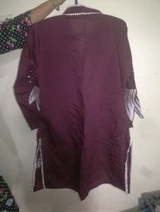 Maroon Embroidered Kurta
