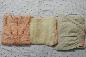 Orange Embroidered Kurta Set with Dupatta
