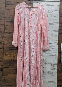 Elegant Peach Mirror Work Kurta