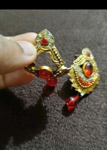 Pink Jhumkas and Red Earrings Combo