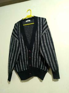 Striped Button-Up Cardigan