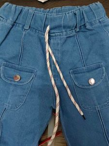 Blue Denim Cargo Pants for Girls