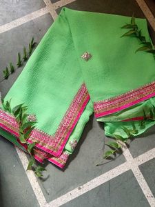 Beautiful Green Embroidered Saree