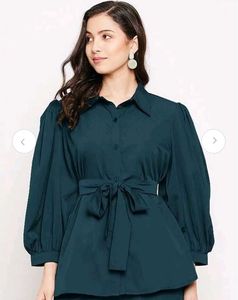 Elegant Teal Kurti with Puff Sleeves