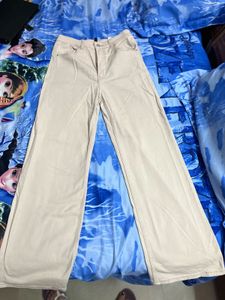 Stylish Wide Leg Beige Trousers