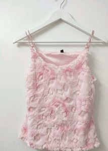 ​🌸 Soft Pink Faux-Fur Camisole Top 🌸
