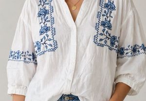 Embroidered White Boho Blouse
