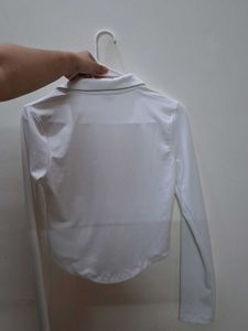 Ruched Button-Up crop Shirt/never used stretchable