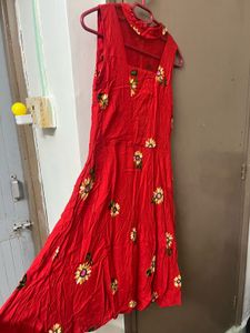 Red Floral Sleeveless Dress
