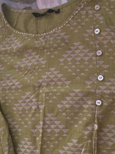 Lime Green Printed Kurta