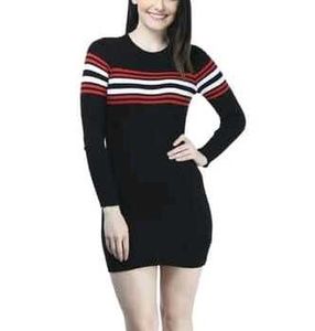 H&M Black Striped Ribbed Knit Dress