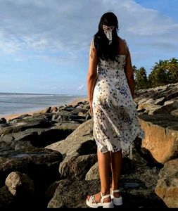 Floral Print Summer Dress with High Slit