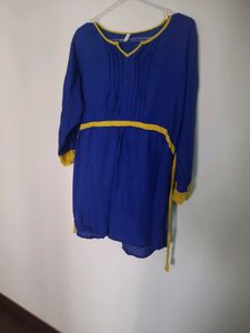 Blue Top With Yellow Border.