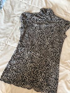 Leopard Print Mesh Top