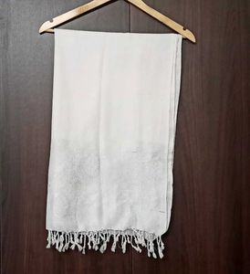 Elegant White Embroidered Scarf