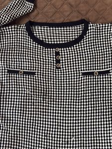 Black &amp; White Houndstooth Knit Top
