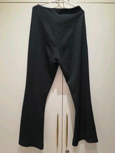 Flared Textured Black Pants
