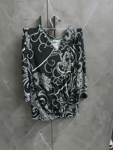 Chic Black & White Print Wrap Top