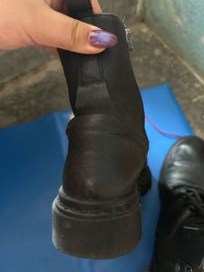Black Combat Boots with Zipper