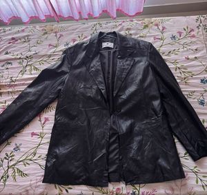 Oversized Faux Leather Blazer