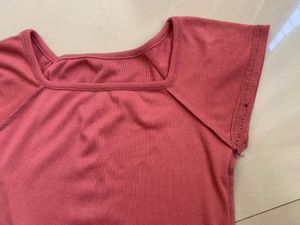 combo Cute Pink Square Neck Top