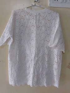 White Lace Floral Print Top