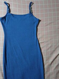 Blue Spaghetti Strap Dress with Embellished Straps