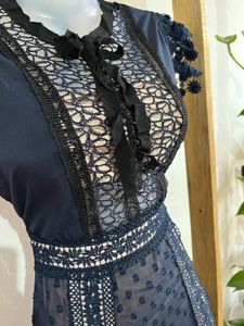 Navy Lace Detail Maxi Dress