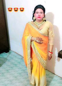 Vibrant Orange &amp; Cream Saree with blouse