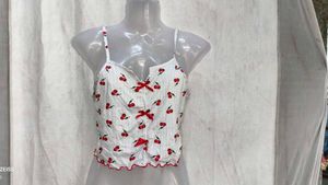 I. Cute Cherry Print Cami Top