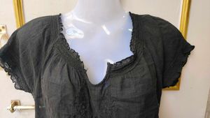Boho Black Embroidered Top