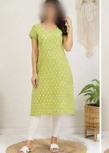 Lime Green Printed Kurta
