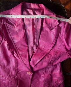 Y2K rose / hot pink leather blazer / jacket