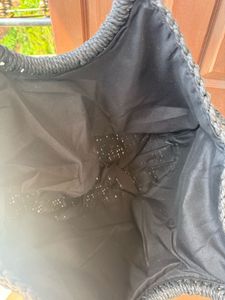 Outry by AZORTE Black Crochet Hobo Bag