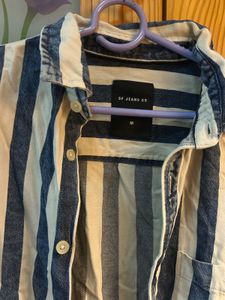 westside Blue &amp; White Striped Button-Up Shirt